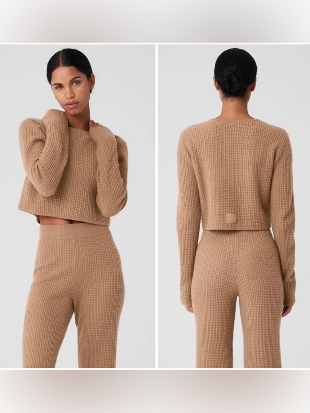 ALO Cashmere Set | Cashmere Plush Waffle Lounge Set Toasted Almond